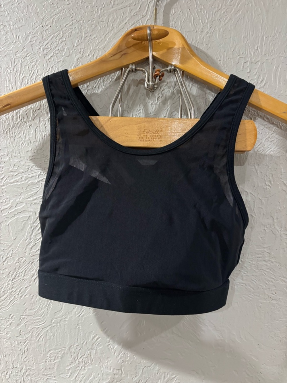 Fabletics Strappy Racerback Mesh High Neck medium support sports bra Black Sz XS